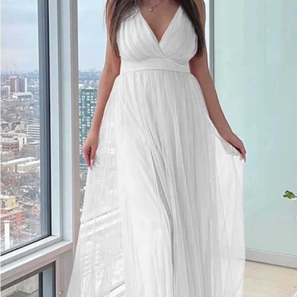 NWOT women’s V neck split cocktail maxi dress SZ XL - Picture 2 of 7
